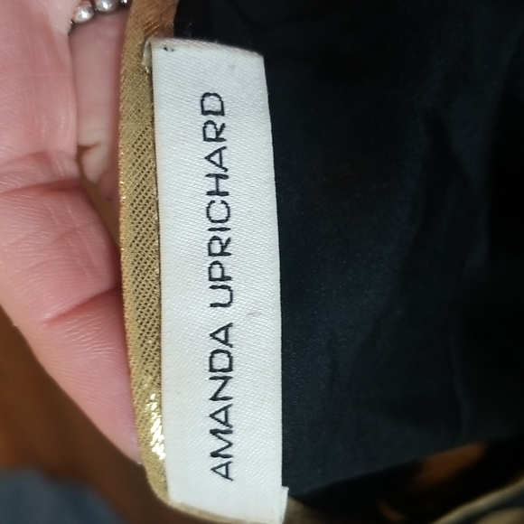 Amanda Uprichard Black and Gold Peplum long sleeve blouse - Picture 4 of 6